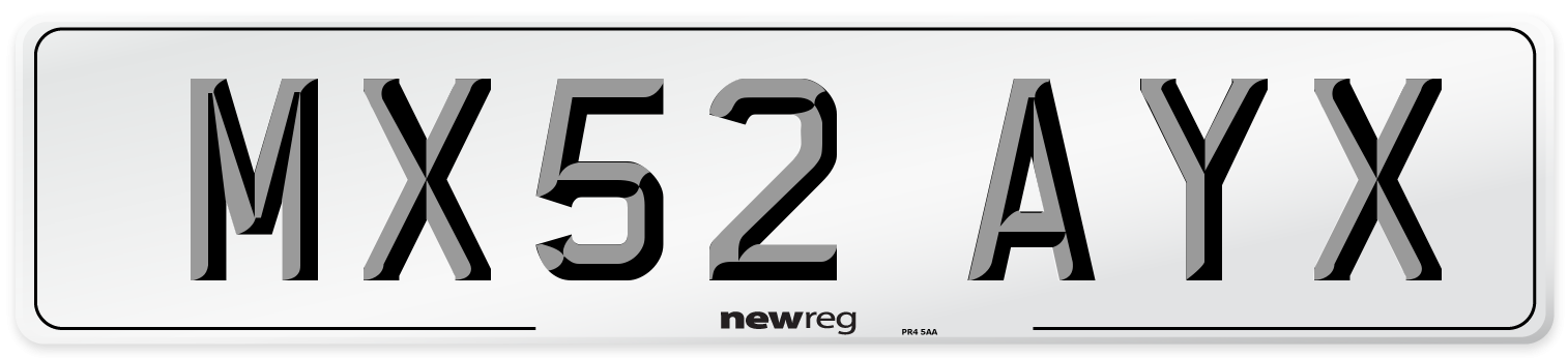 MX52 AYX Number Plate from New Reg